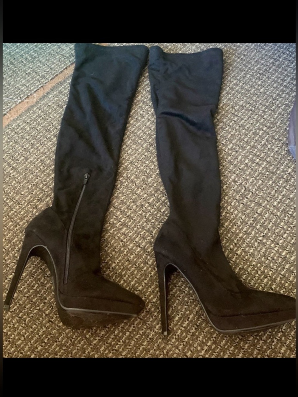 Forever 21 Black Over-The-Knee Stiletto Platform Boots